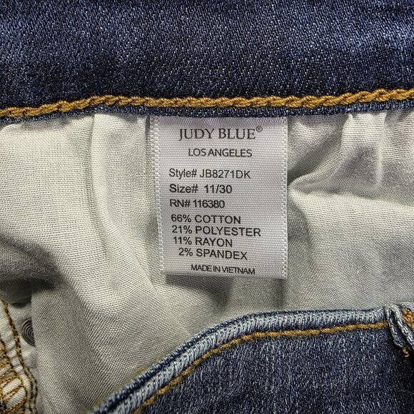 Judy Blue Jeans Womens 11/30 Blue Denim Relaxed Fit Distressed Stretch JB8271DK - Picture 4 of 11